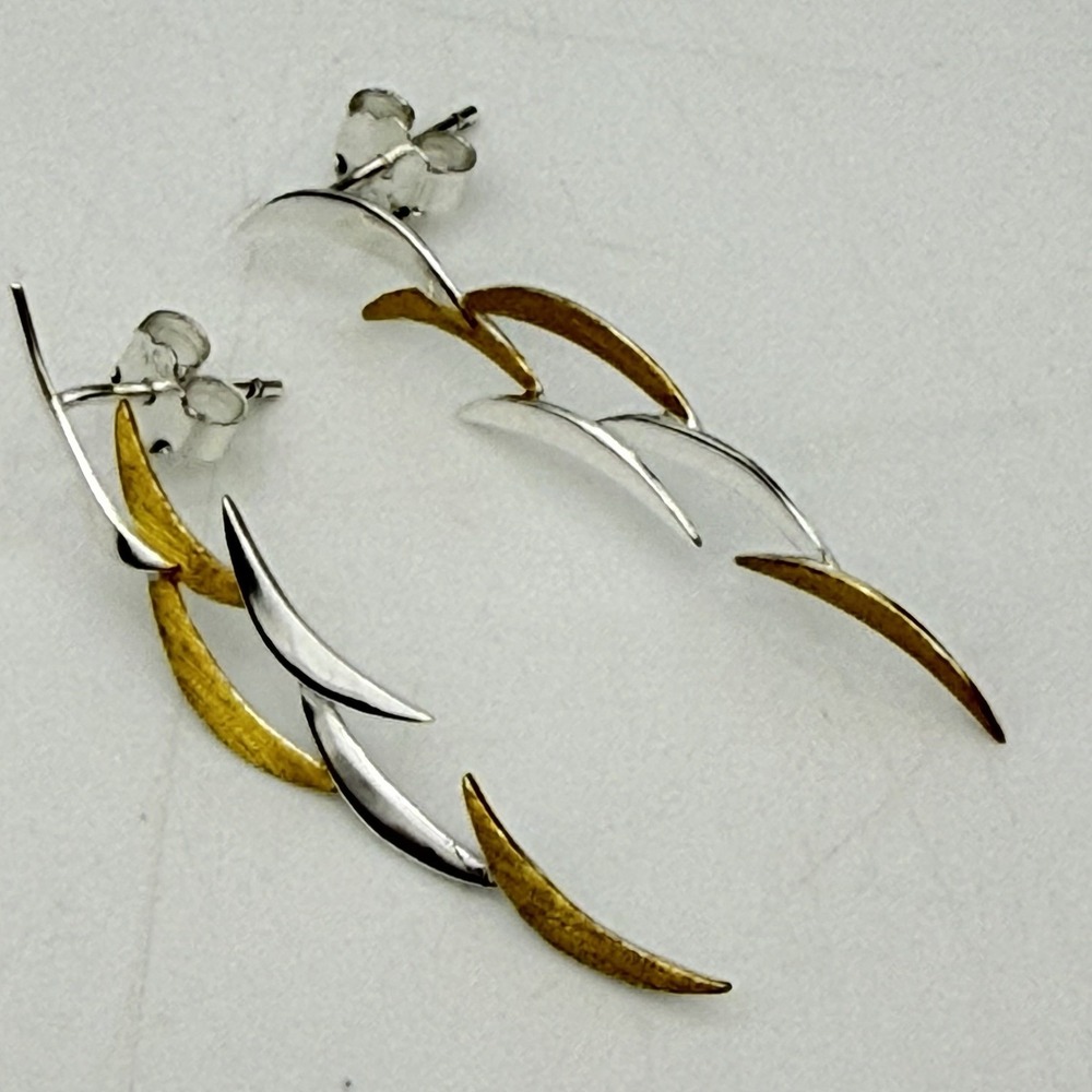 Moon Cluster Earrings Gold Plated Sterling Silver Eclipse Sculptural Celestial